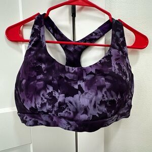Athleta Dark Purple Floral Sports Bra